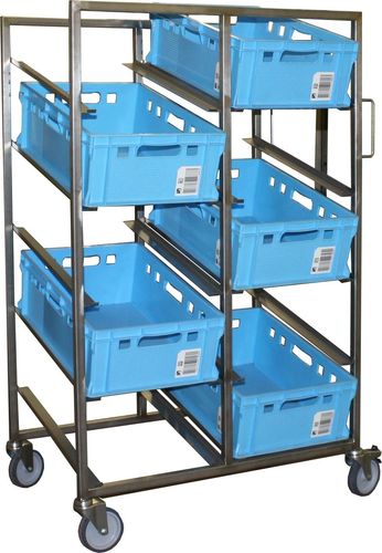 Picking trolley for 10 E2 euro boxes, sloping support